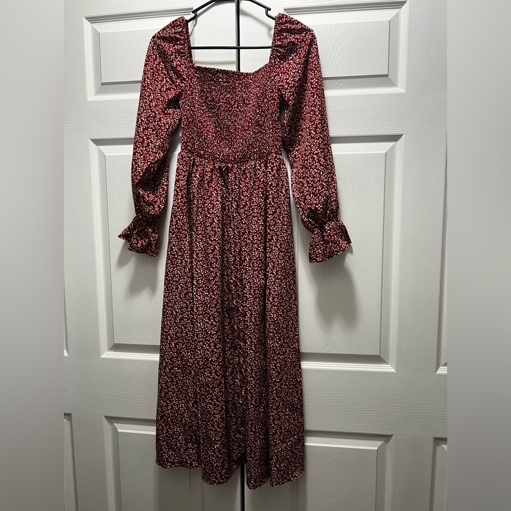 Elegant Floral Long Sleeve Dress